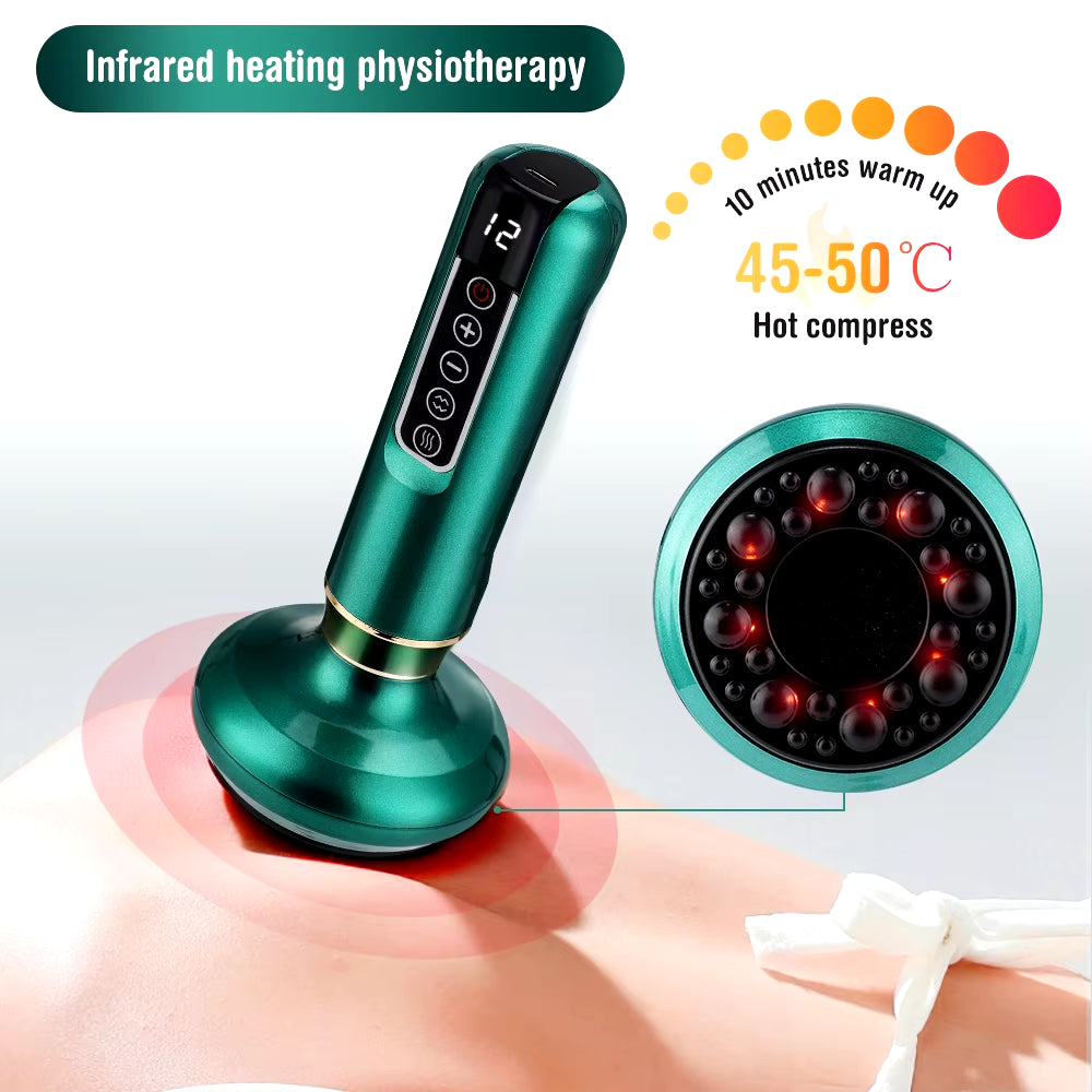 Electric Cupping Massager Vacuum Suction Cup Guasha anti Cellulite Beauty Scraping Infrared Heat Slimming Massage Therapy