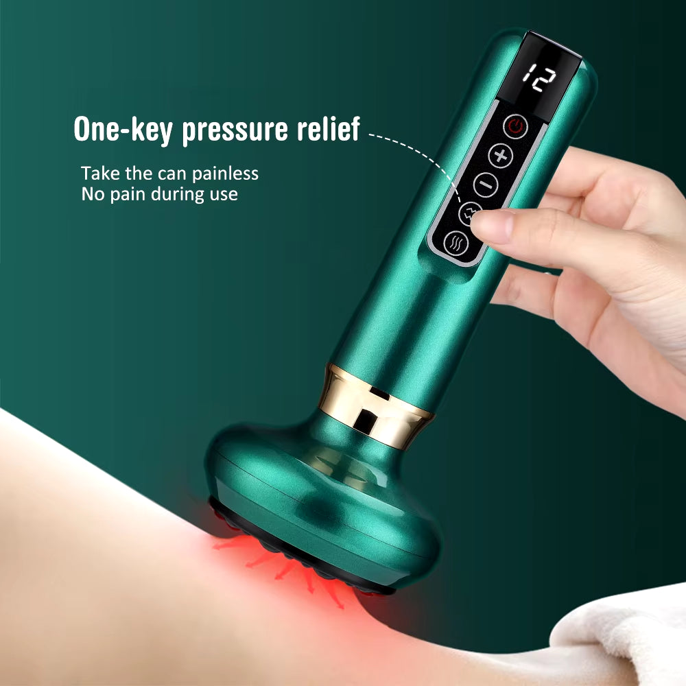 Electric Cupping Massager Vacuum Suction Cup Guasha anti Cellulite Beauty Scraping Infrared Heat Slimming Massage Therapy