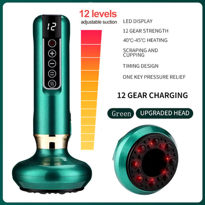 Electric Cupping Massager Vacuum Suction Cup Guasha anti Cellulite Beauty Scraping Infrared Heat Slimming Massage Therapy