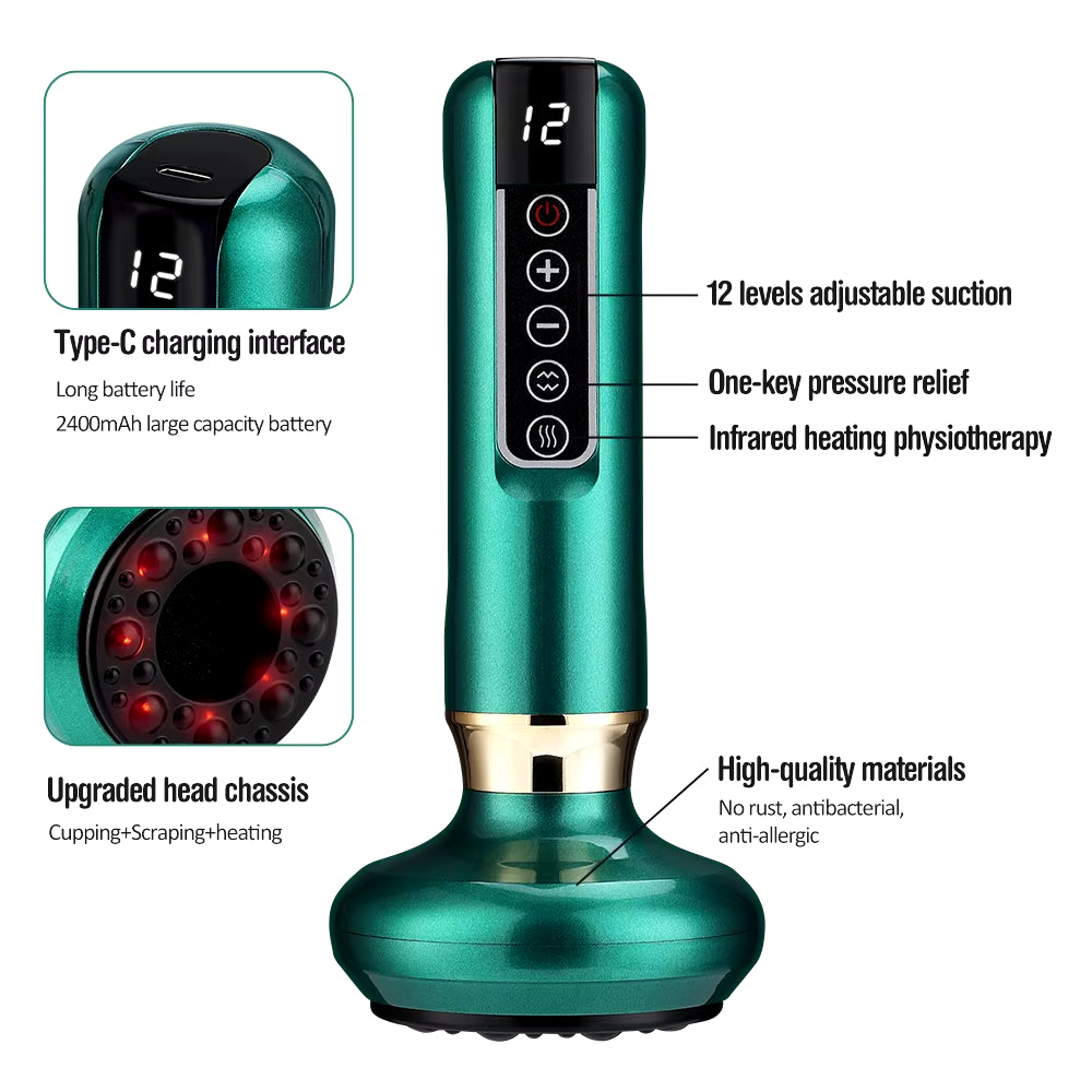 Electric Cupping Massager Vacuum Suction Cup Guasha anti Cellulite Beauty Scraping Infrared Heat Slimming Massage Therapy