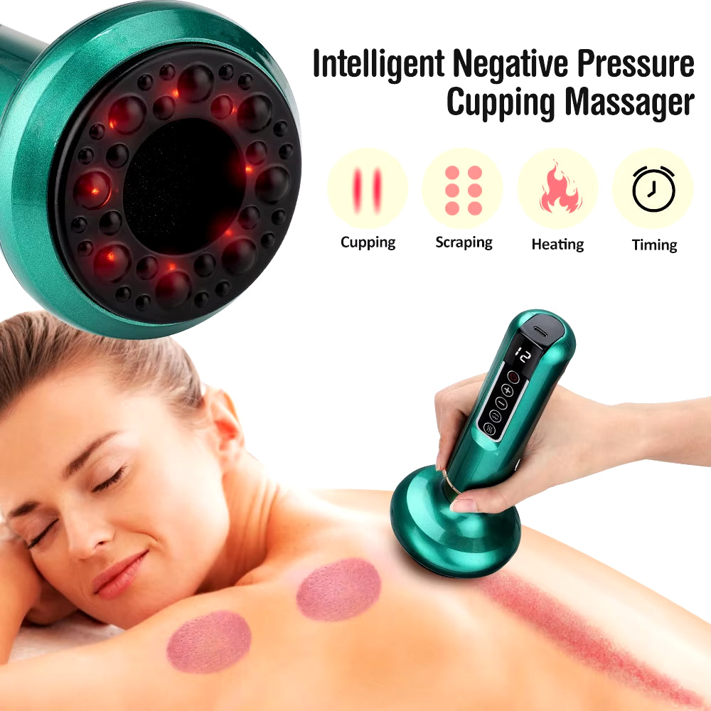 Electric Cupping Massager Vacuum Suction Cup Guasha anti Cellulite Beauty Scraping Infrared Heat Slimming Massage Therapy